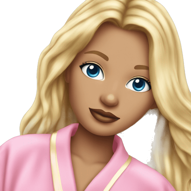 pink victoria secret robe on blonde girl blue eyes  emoji