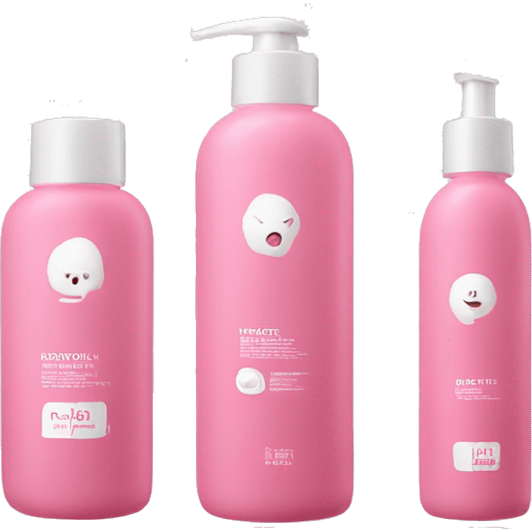 set of 4 pink skin care bottles of various heights emoji