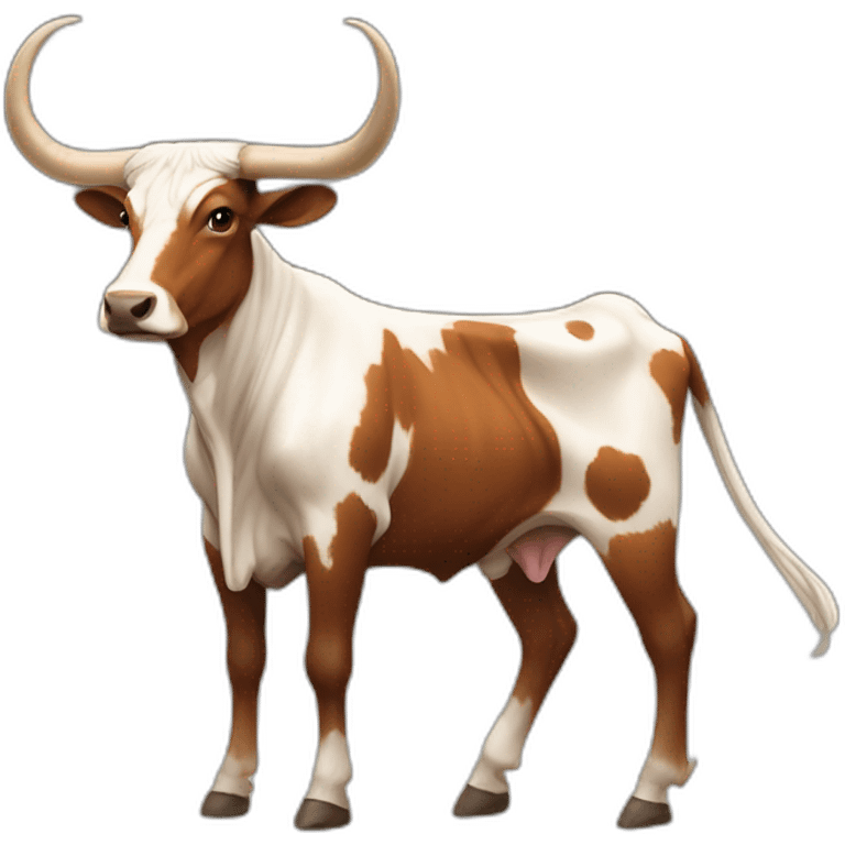 lONGHORN, FULL BODY, EXTREMELY LONG HORNS THAT SWOOP DOWN, BRINDLE COLOR, 3/4 PROFILE emoji