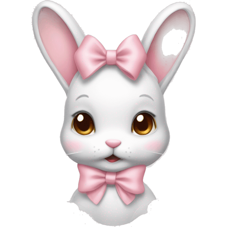 Coquette bunny with light pink pastel bow emoji