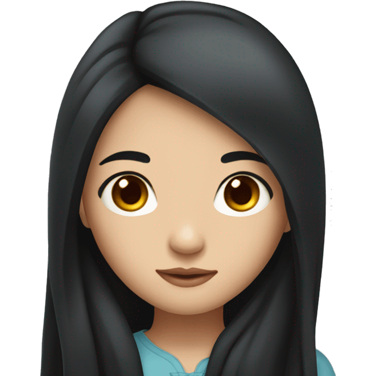 chinese girl with long black hair and dark brown eyes emoji