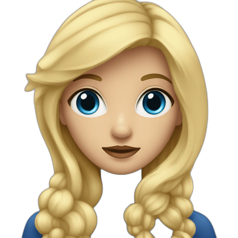 Une fille blonde foncé avec les yeux bleu emoji