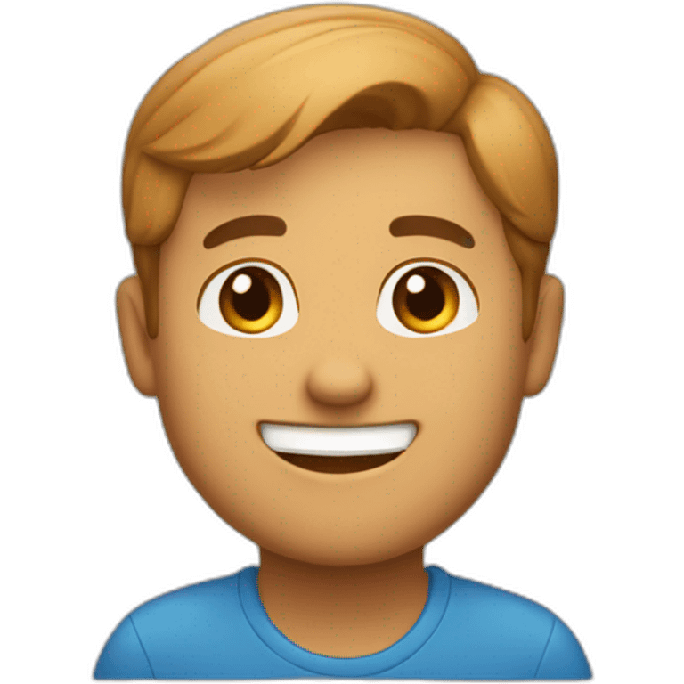 smiling guy in blue shirt color canela emoji