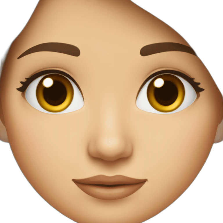 A young turkmenian woman with brown hair and brown eyes with a mole under lips emoji