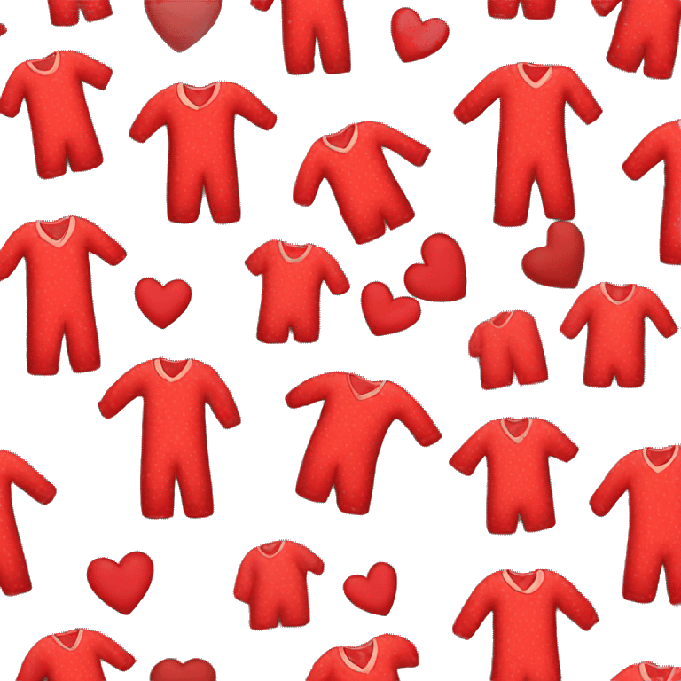 red pajamas with hearts emoji