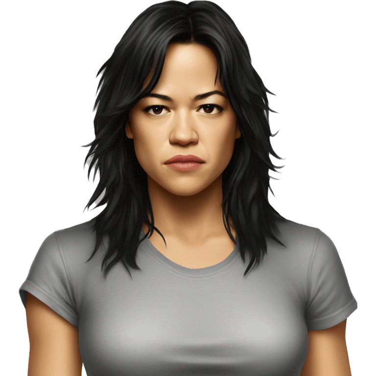 michelle rodriguez serious wearing tee emoji