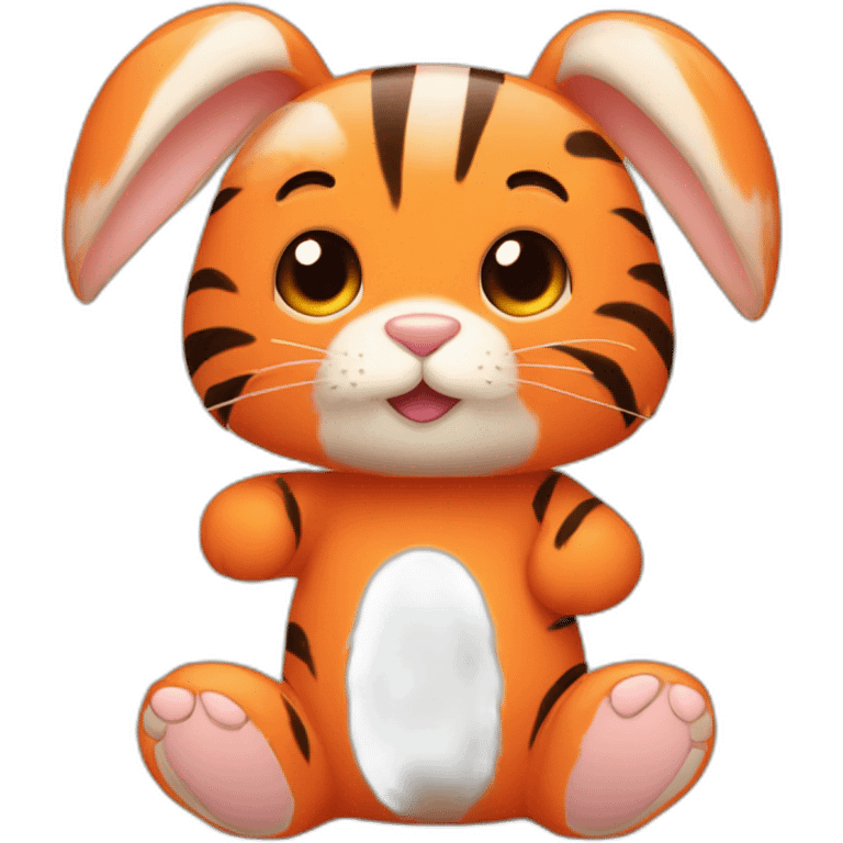 cute orange bunny with floppy ears and tiger stripes and bear fur emoji