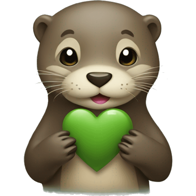 otter holding khaki green heart emoji