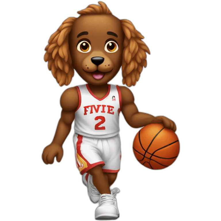 cocker fire black playing basketball emoji