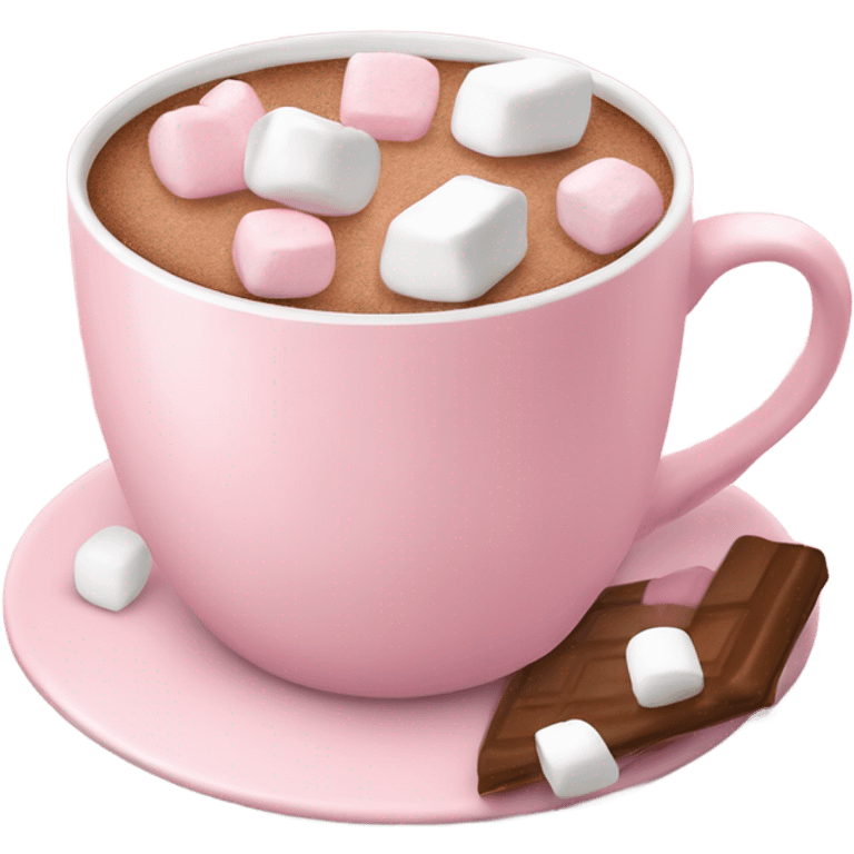 Light Pink mug of hot chocolate with marshmallows  emoji