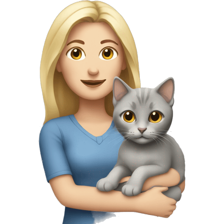 A white woman with a gray kitten emoji