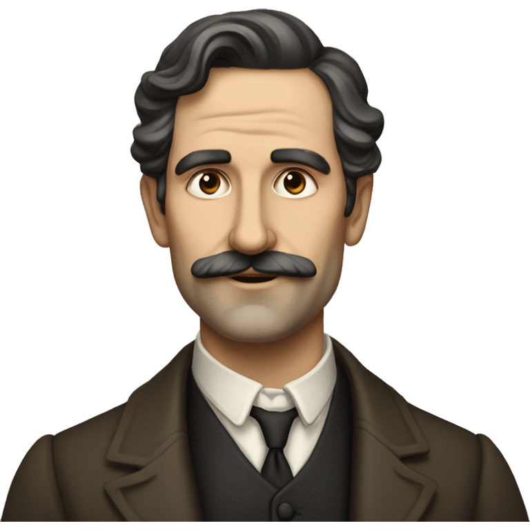 European 40 years old writer of the early 20th century, with dark hair emoji