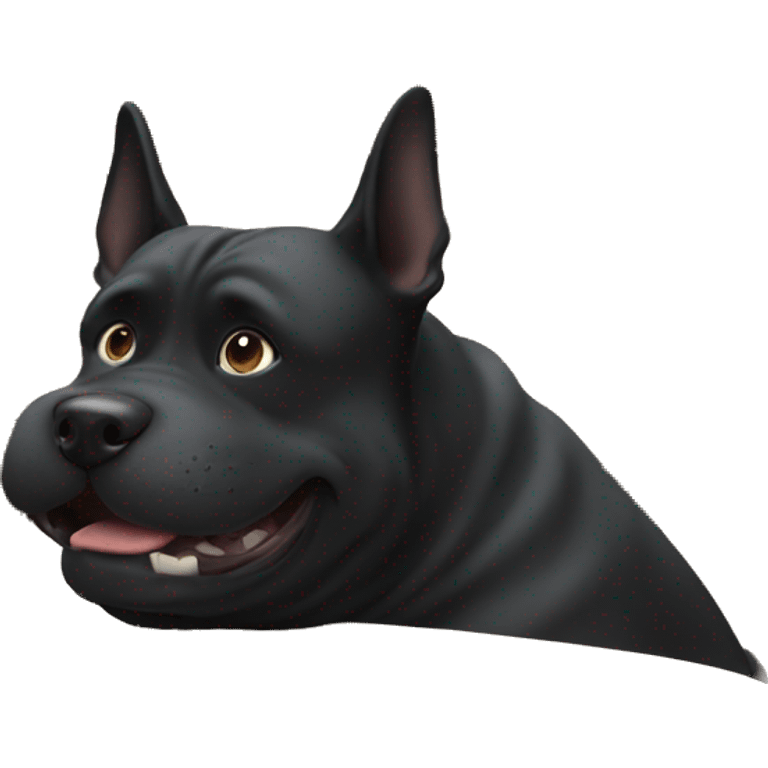 Fat black dog begging at a table emoji