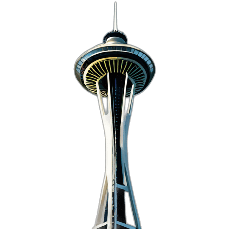 Simplified Seattle space needle, 🗽, iconic, exaggerated proportions, landmark emoji