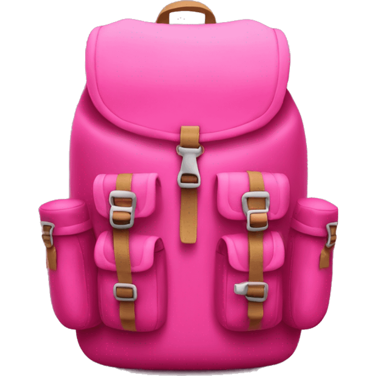 Realistic pink camping backpack isolated.  emoji