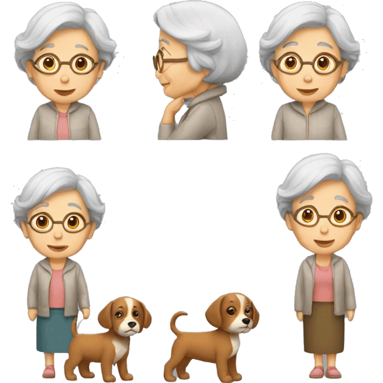 1 old woman 1 house 2 cachorros emoji