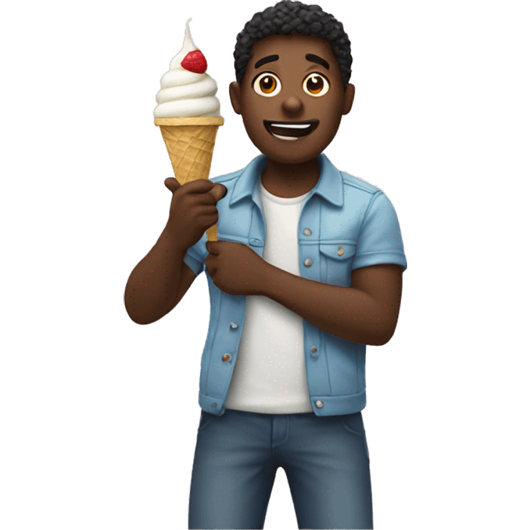 Black guy eating ice cream  emoji