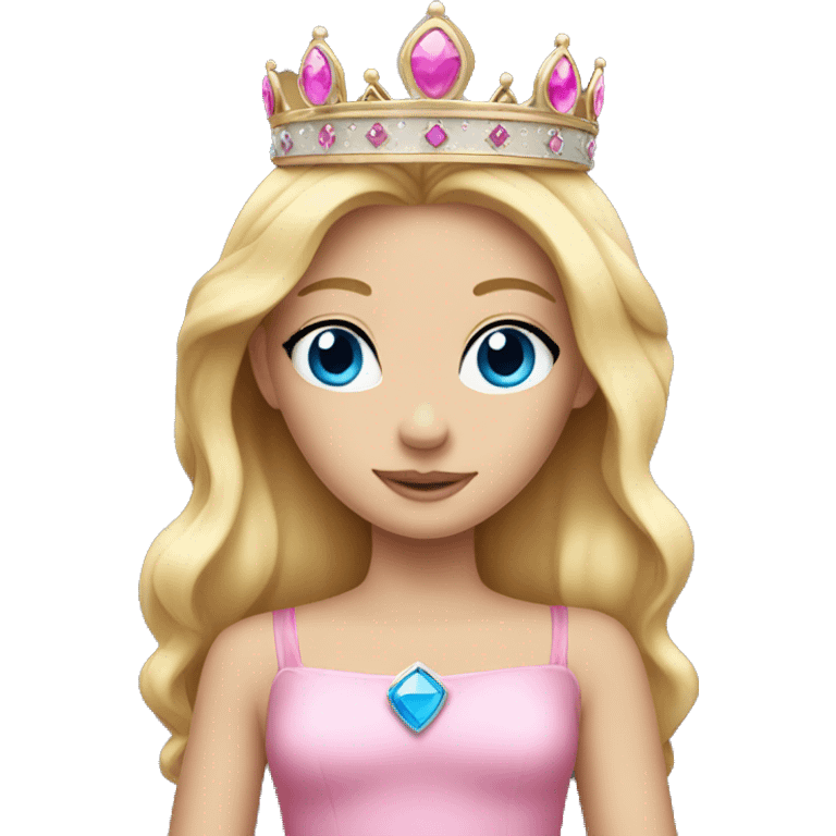 blonde princess with blue eyes with pink princess crown emoji