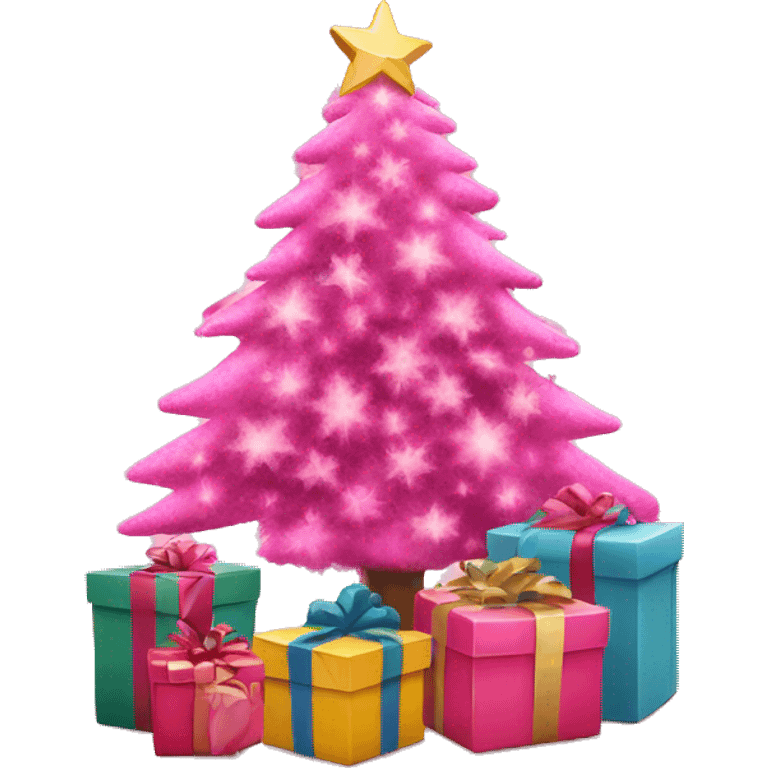 Pink Christmas tree and gifts  emoji