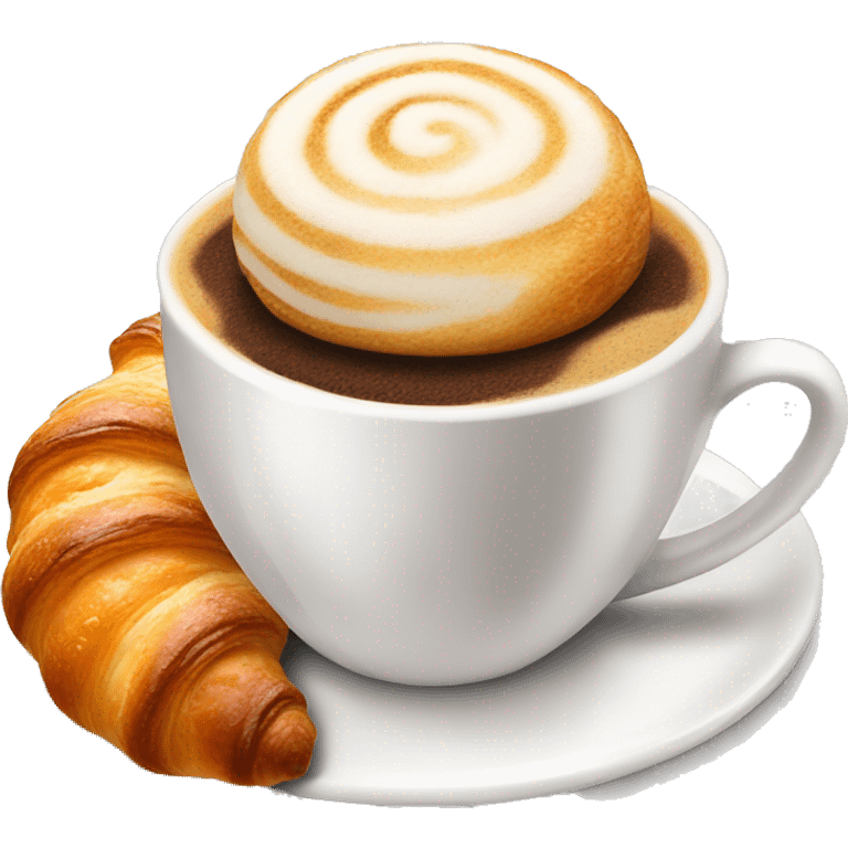 Cup of cappuccino with croissant emoji