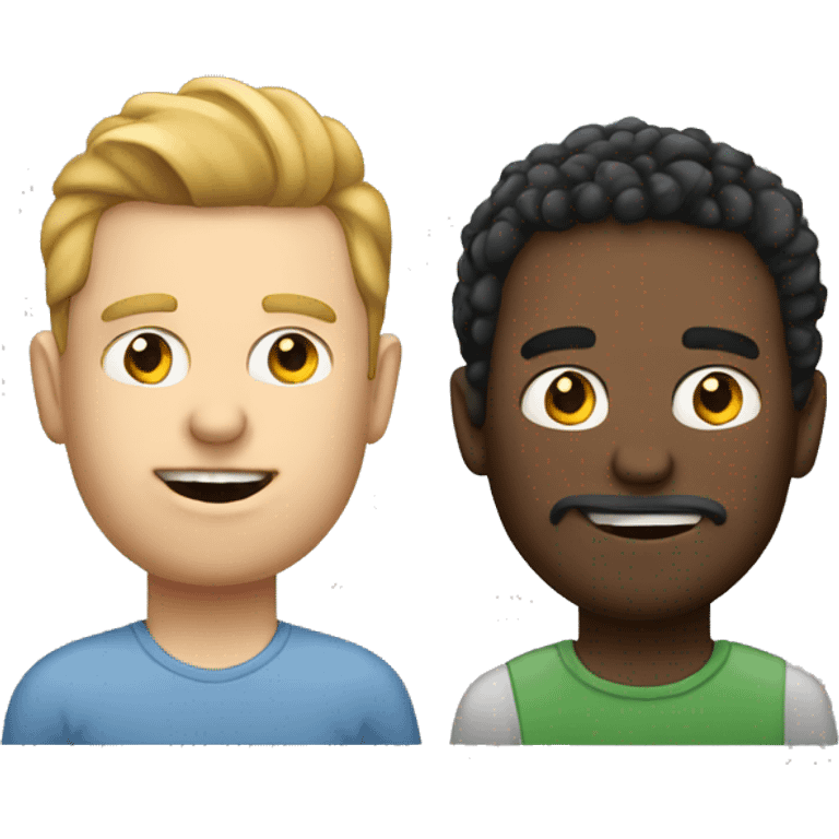 2 white guys with laptops, one with big nose emoji