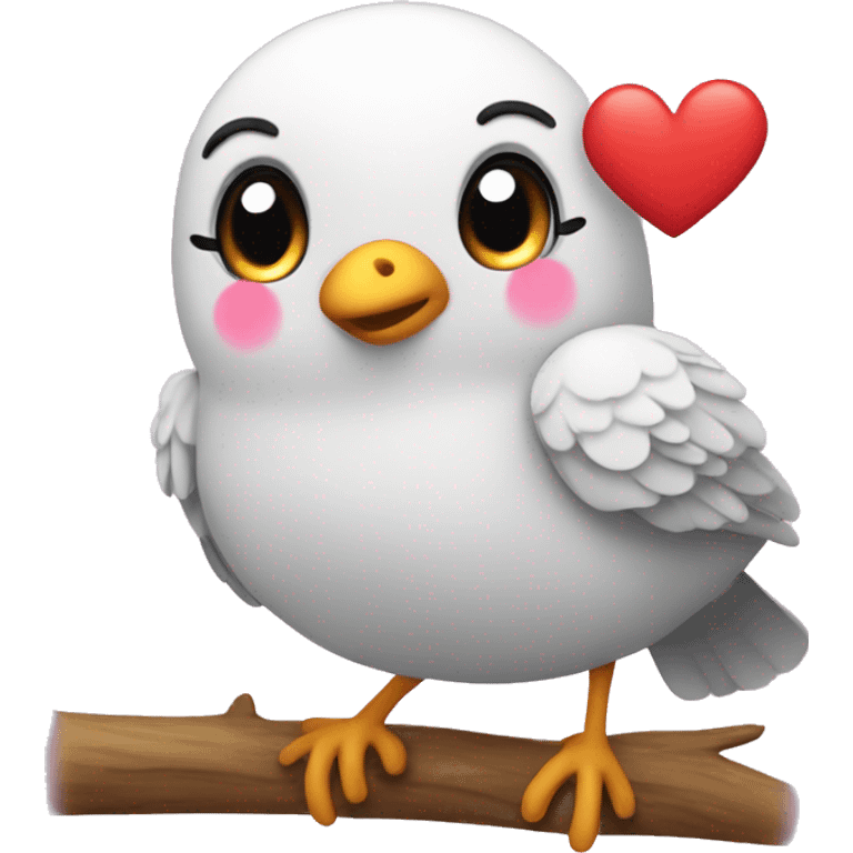 Cutie Little bird with hearts emoji