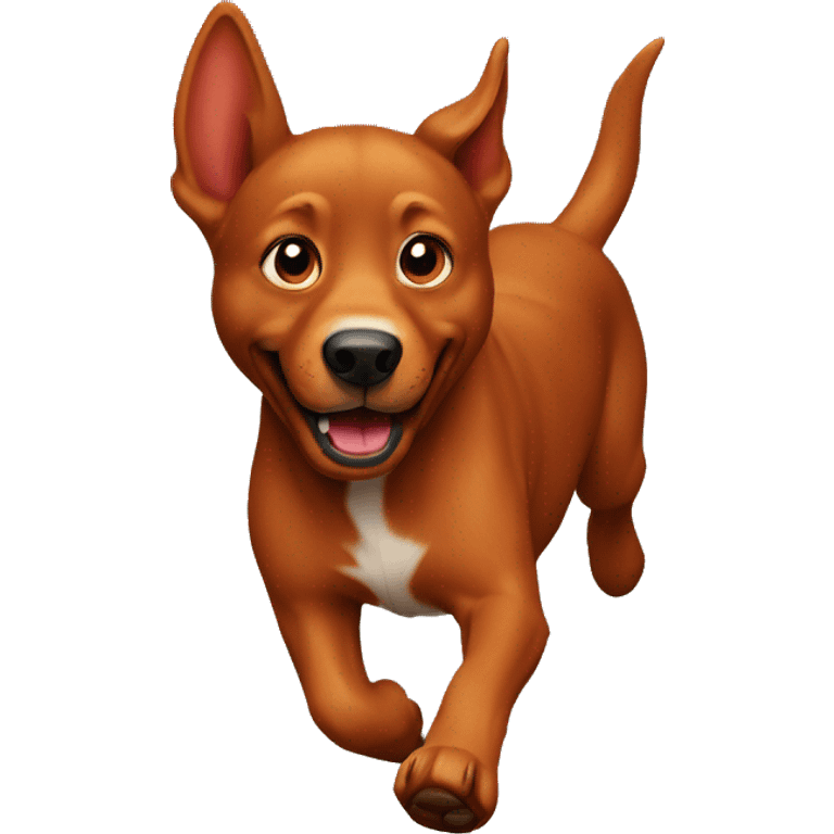 solid red dog with pointed ears running emoji