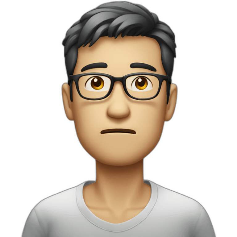 HongKong guy glasses worry face smoking emoji