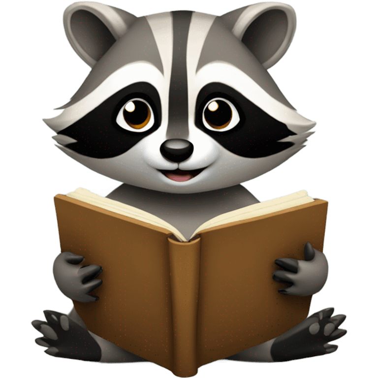 raccoon reading a book emoji