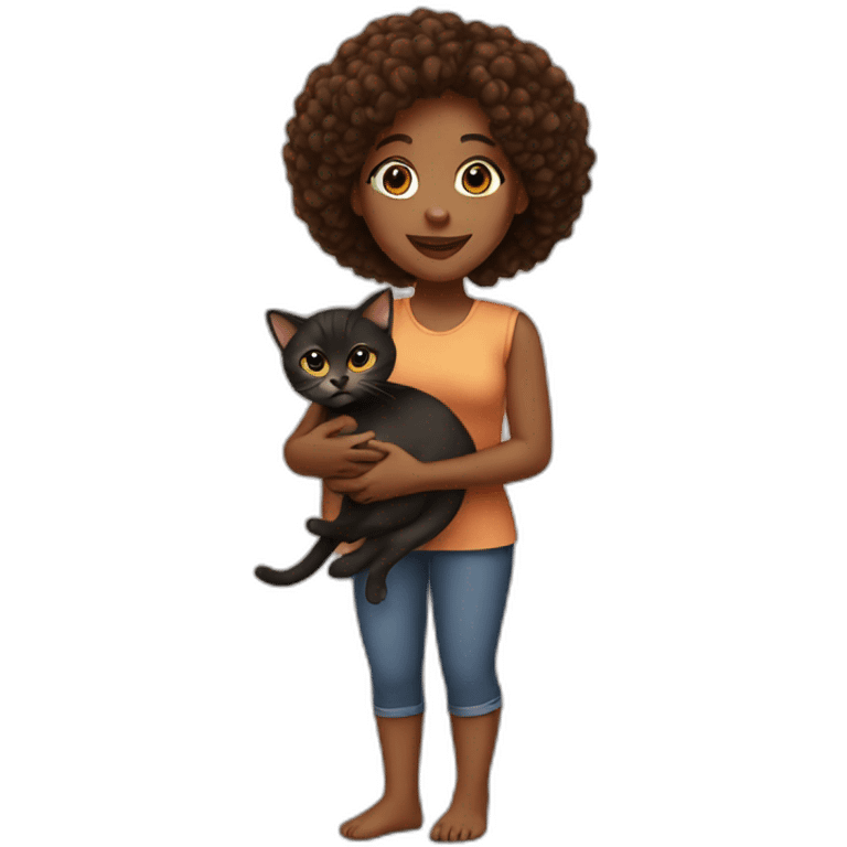 A black women holding a brown kitten emoji