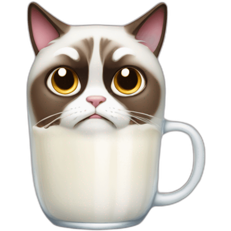 Grumpy cat drink à milk  emoji