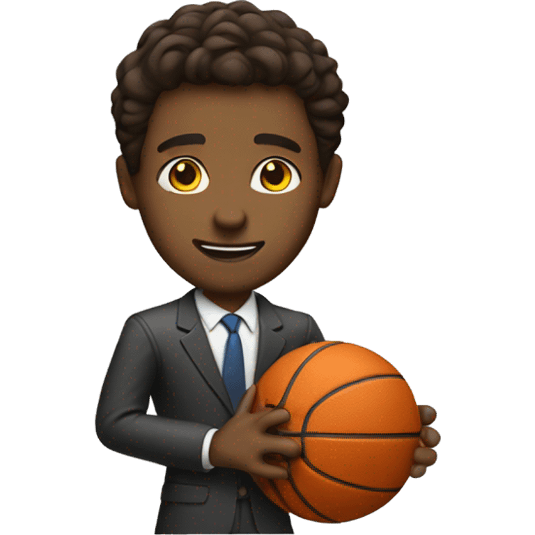 Brown guy with suit playing basketball emoji