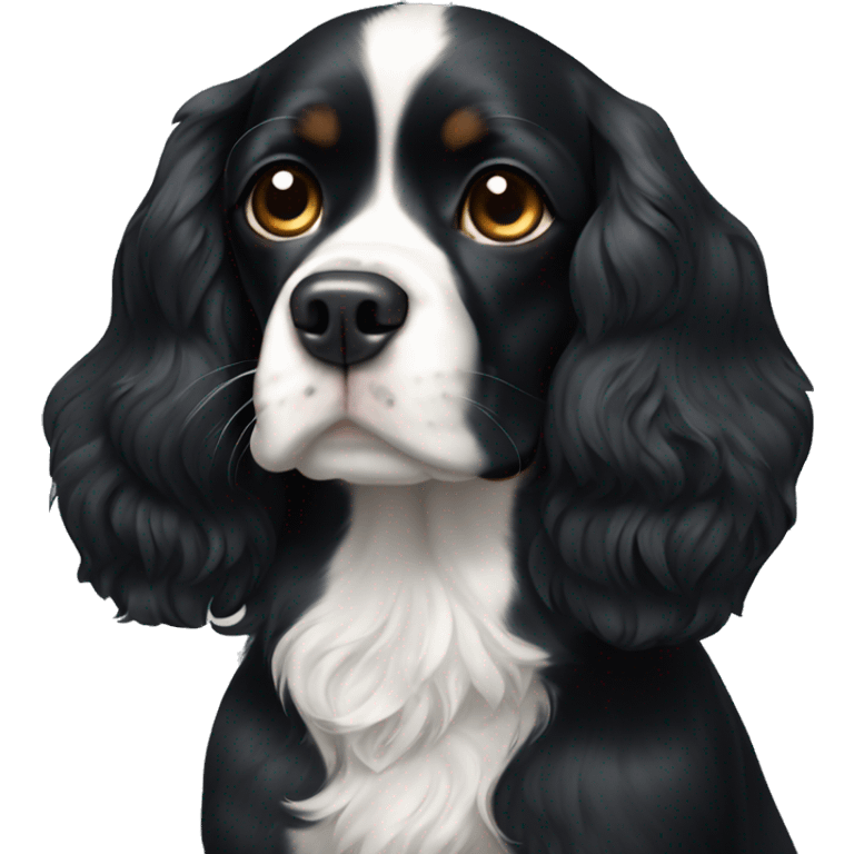 Small all black king spaniel with white on chest emoji