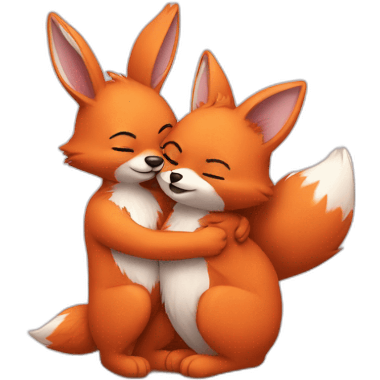 Rabit hug Fox  emoji