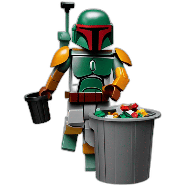 boba fett throwing a lego figure in a trashcan emoji