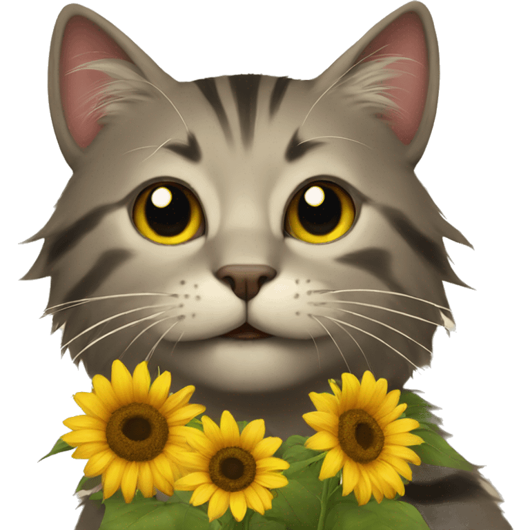 Cat with sunflower emoji