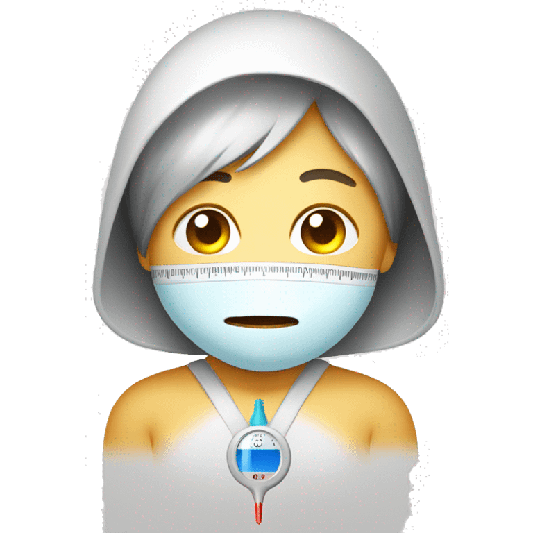 sick child, thermometer with high temperature emoji