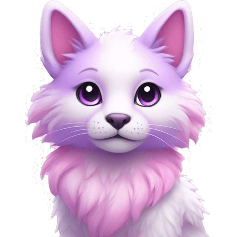 Kawaii colorful bright light pastel lilac-pink-white-gradient fantasy ethereal anthro fursona animal creature emoji