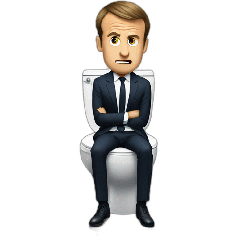 Emmanuel macron sitting on toilets angry emoji