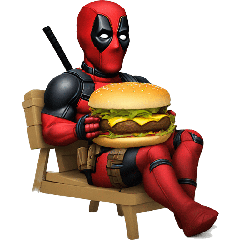 deadpool eating a cheeseburger emoji