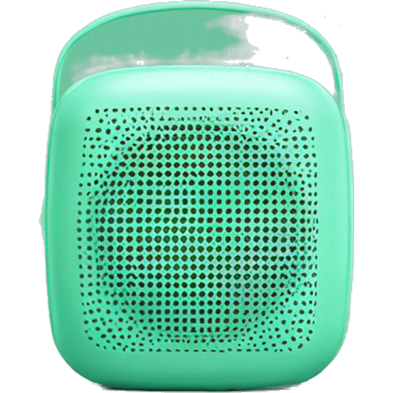 Realistic mint green portable smart speaker isolated. emoji