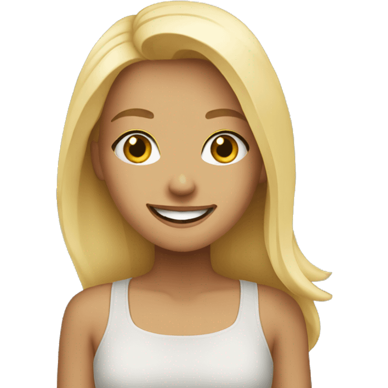 blonde girl smiling in city emoji