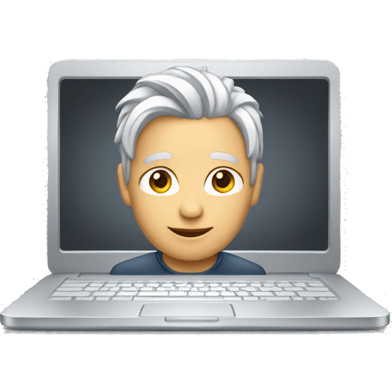 Silver Hair with laptop emoji