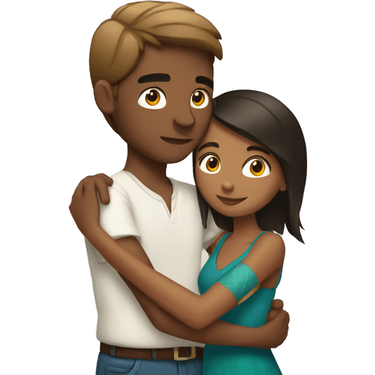 White guy hugging pretty indian girl emoji