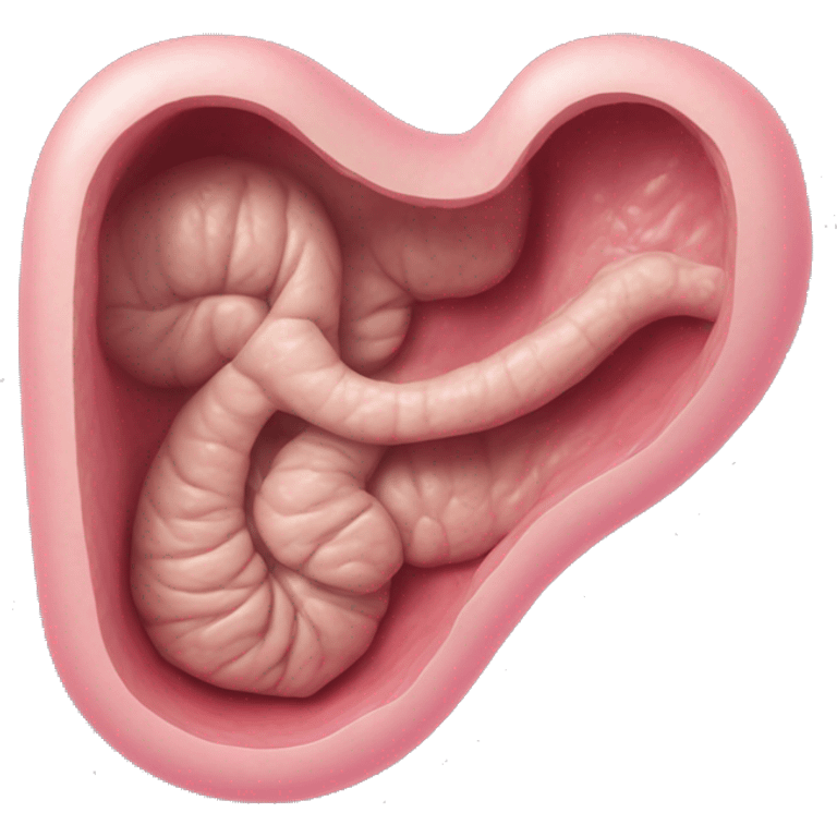 Realistic image of a human stomach, with its J-shape, inner folds, and a smooth pinkish surface, showing clear anatomical details and subtle shading.” emoji