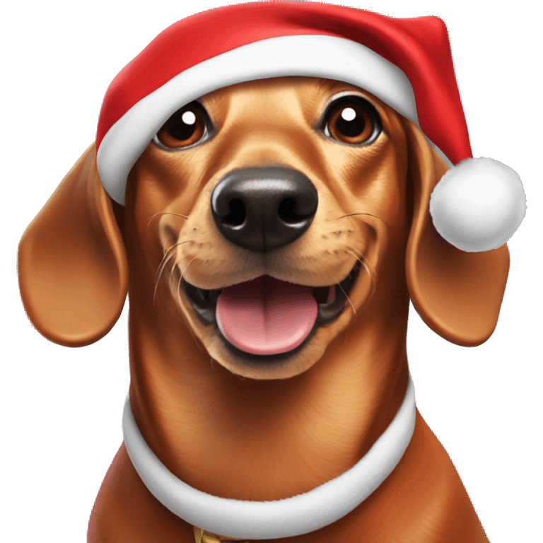 Dachshund wearing Santa hat emoji