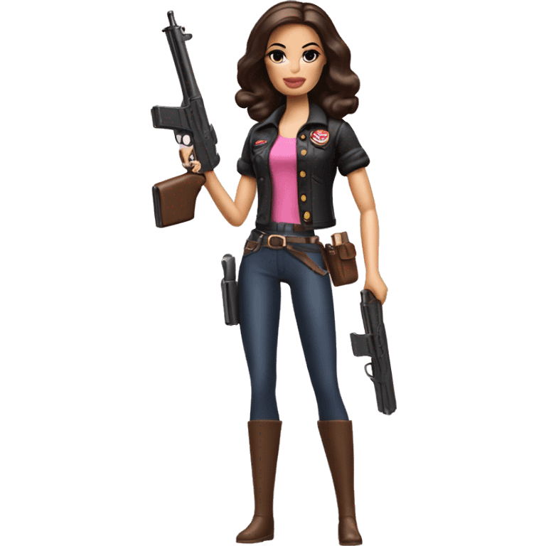 Brunette Barbie holding a toy gun emoji