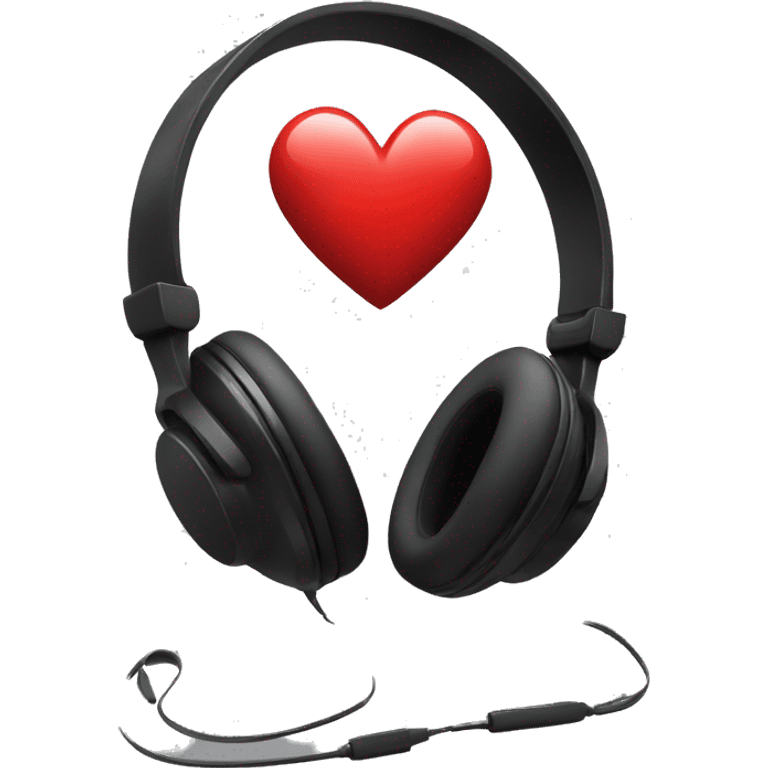 Black headphones with a red heart in the middle emoji