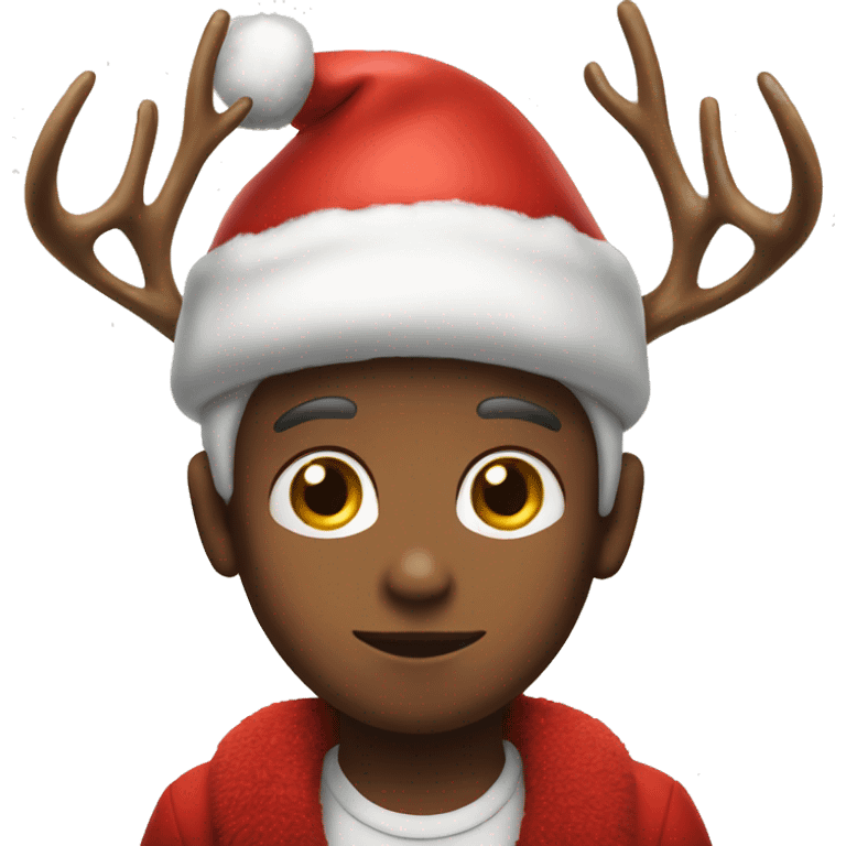 Boy with santa hat and antlers emoji