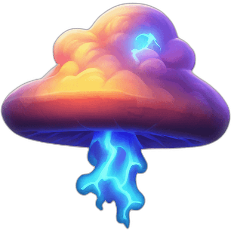 radioactive lightning bolt smiley glow cloud mushroom sunset futuristic emoji